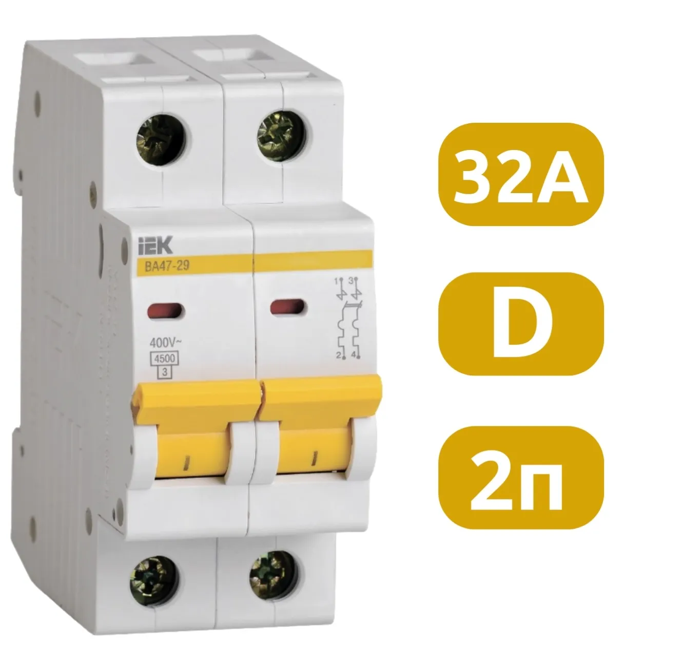 Автоматический выключатель ВА47-29 D32/2 4,5кА IEK
