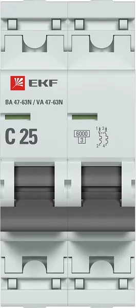 Автоматический выключатель ВА 47-63N C25/2 6кА Proxima EKF