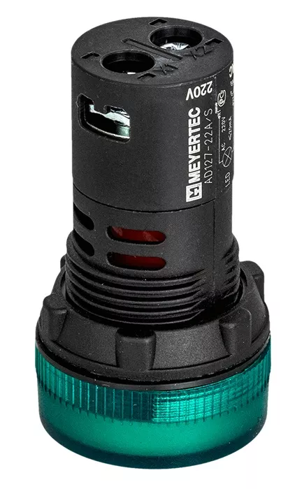 Сигнальная LED лампа, зеленый, 220V AC IP65 MT22-SA63