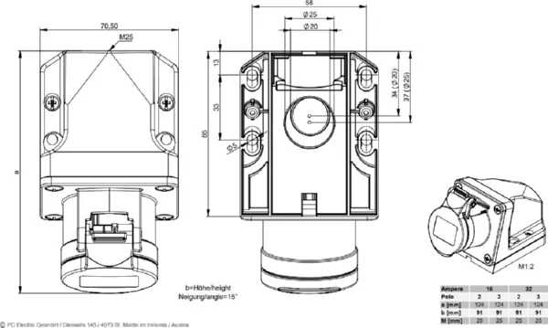 Разъем стац. IP-44   16/2 гнездо 42V (182-12v)