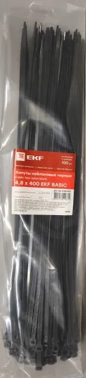Хомут 4,8*400 черный нейлон UV (100 шт.) Basic (EKF), уп