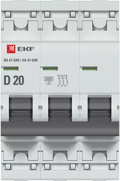 Автоматический выключатель ВА 47-63N D20/3 6кА Proxima EKF
