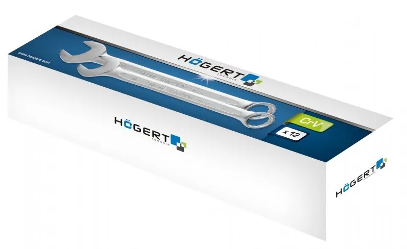 Набор комбинированных ключей 6-24 мм, 12 шт., сталь CrV, DIN 3113 HOEGERT, ком