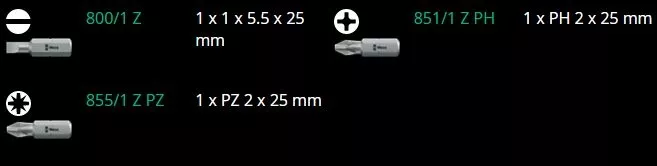 800/1 Z Набор SB (1 x 0.6x4.5x25; 1 x 1.0x5.5x25; 1 x 1.2x6.5x25)