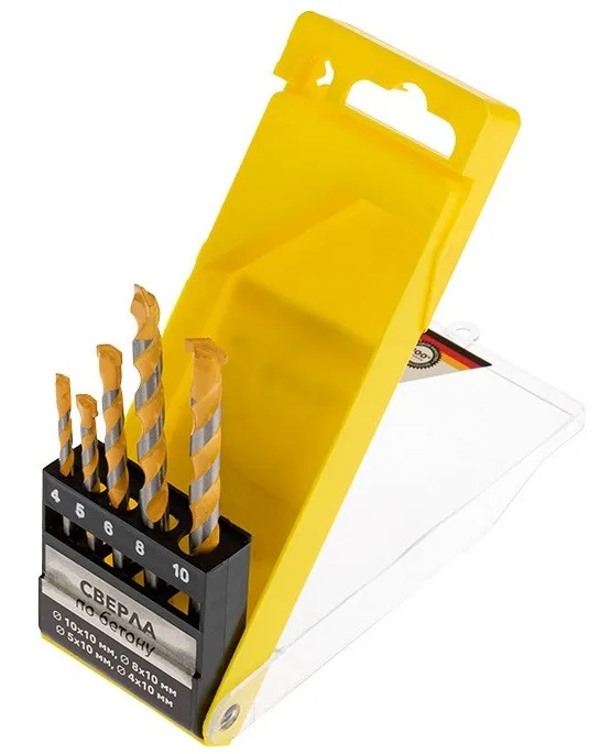 Набор сверл по бетону 4-5-6-8-10мм KRANZ, наб
