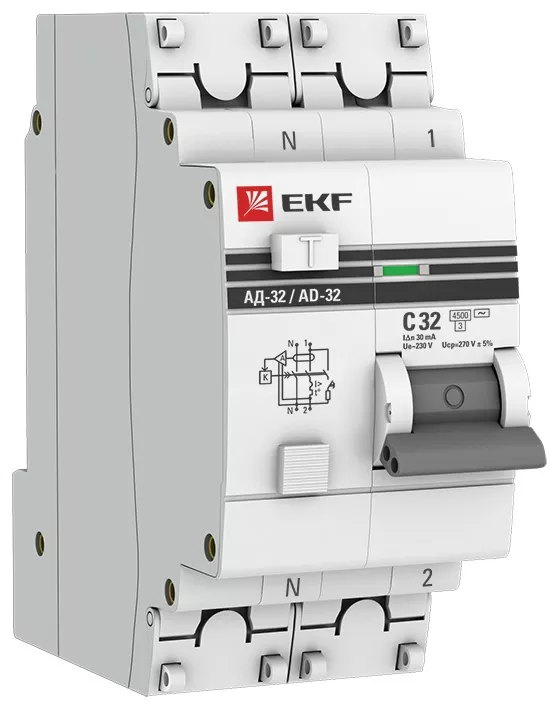 АВДТ АД-32 C32/1+N 30мА, тип АС, 4,5кА PROXIMA EKF