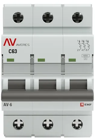 Автоматический выключатель AV-6 C63/3 6кА  AVERES EKF