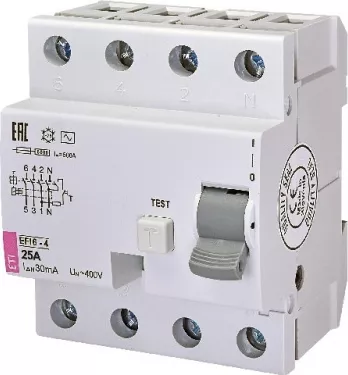 УЗО EFI6-P2 40/4/0.03 30мА, тип АС, 6кА ETI