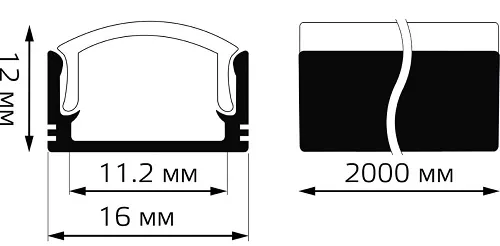 Профиль для ленты LED Gauss врезной гл 12mm - 2m 1/40