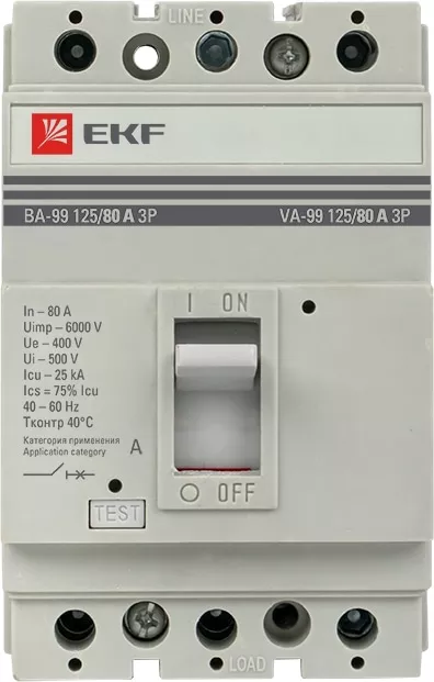 Автоматический выключатель ВА-99 125/80А 25кА 3p. Proxima EKF