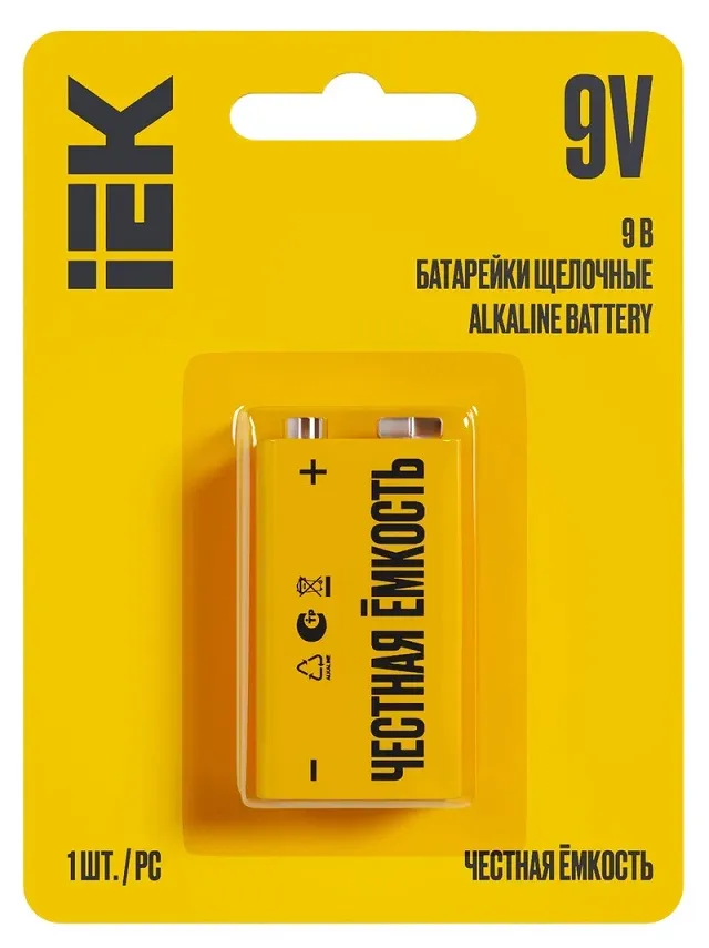 Батарейка 6LR61(крона) ALKALINE IEK BL-1, уп