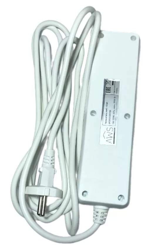 Удлинитель бытовой 3гн. 1,5м б/з с выкл. ПВС 2x0,75mm2 AWS-H03K-1,5