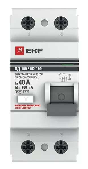 УЗО ВД-100 40/2 100мА, тип AC, 4,5кА PROXIMA EKF