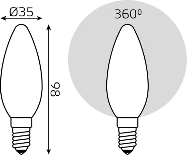 Лампа LED C35 E14 4100К 5Вт 450Лм Filament OPAL GAUSS