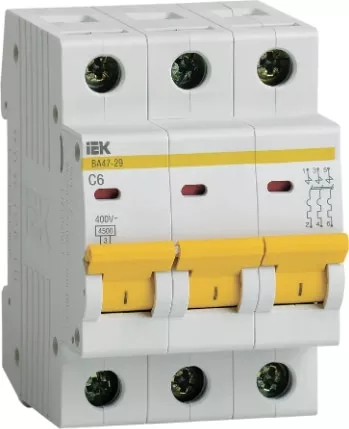 Автоматический выключатель ВА47-29 C6/3 4,5кА IEK