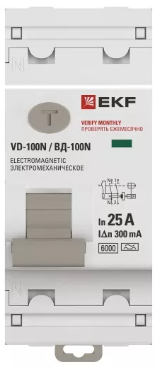УЗО ВД-100N 25/2 30мА, тип A, 6кА PROXIMA EKF