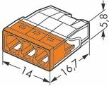 Клемма 3 отверстия 0,5-2,5 24А СМК 2273-203 (WAGO)