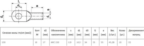 Наконечник алюминиевый ТА 150 ARC (ERKO)
