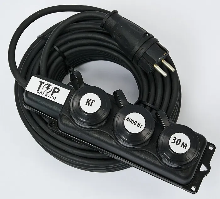 Удлинитель на колодке 3гн. 30м с/з IP44 КГ (ГОСТ) 3x1,5мм2 ТОР