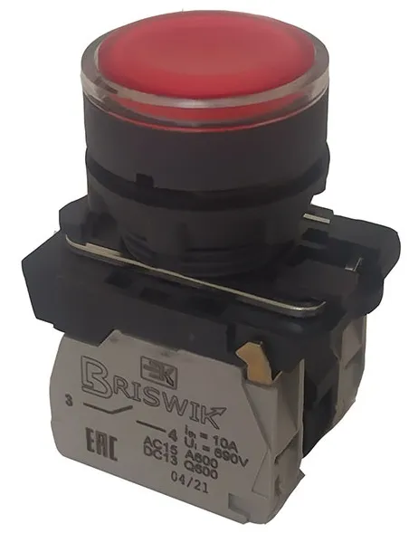 Кнопка КМЕ 4601м -Л 220В крас. IP65 10А 1нз Briswik