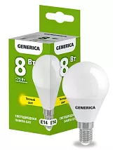 Лампа LED G45 шар  8Вт 230В 3000К E14 800Lm GENERICA