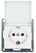 Розетка 1-я с/з со шторками и крышкой Белый LK80 Ecoplast
