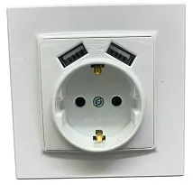 Розетка 1-я с/з с USB белая SD-P1017W AWSPRODUCTS