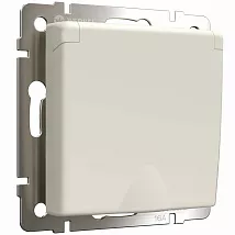 Розетка 1-я с/з со шторками и крышкой IP44 Айвори матовый WERKEL