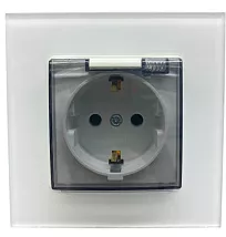 Розетка 1-я с крышкой с/з белая SD-P1013W AWSPRODUCTS
