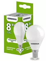 Лампа LED G45 шар  8Вт 230В 4000К E14 800Lm GENERICA