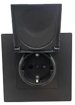 Розетка 1-я с крышкой с/з чёрная SD-P1013B AWSPRODUCTS