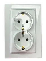 Розетка 2-я с/з белая SD-P1012W AWSPRODUCTS