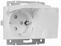 Розетка 2-я с/з со шторками и крышкой IP44 Белый WERKEL
