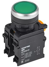 Кнопка с фиксацией d=22мм 1NO+1NC зелёная MASTER IEK
