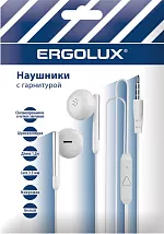 Наушники вкладыши с мик ERGOLUX ELX-WHP01P-C01 ПРОМО (проводные, 3.5мм, 1,2м, Белые, Пакет)