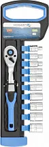 Набор головок с трещоткой 1/4", 10 шт. 72 зубца HOEGERT