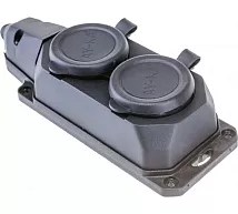 Колодка ОУ 2-ая каучук с/з 16A IP44 черный