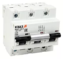 Автоматический выключатель ВА47-100 C100/3 10кА КЭАЗ