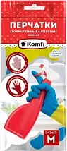 Перчатки хозяйственные латексные БИКОЛОР М/синий+желтый/ Komfi/144/12