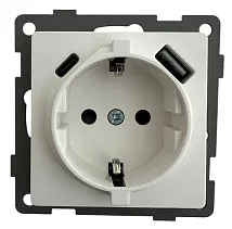 Розетка 1-я с/з с USB и TYPE C белая U1A-011 SoftTouch AWSPRODUCTS