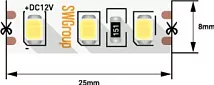 Лента LED 2835 3000K 9,6Вт/м 120LED/м 400Лм/м 12В 5м IP66 SWG