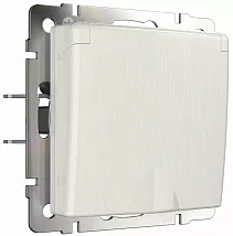 Розетка 1-я с/з со шторками и крышкой IP44 Перламутр рифленый WERKEL