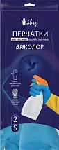 Перчатки хозяйственные латексные БИКОЛОР L/синий+желтый/ 144/12 Libry KHBIC3BY
