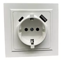 Розетка 1-я с/з с USB и TYPE C белая U1A-011 SoftTouch AWSPRODUCTS
