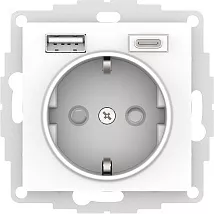 Розетка 16А с USB A+C (5В/2,4А/3 А, 2х5В/1,5А), мех (бел)