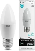 Лампа LED C35 E27 4100К 6Вт 450Лм Elementary Gauss
