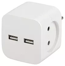 Разветвитель 2 гн. + 2xUSB, 2400mA SP-2-USB-W ЭРА