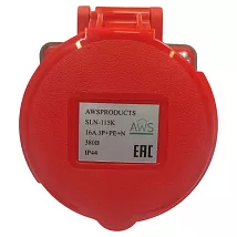 Розетка стационарная 16A 5п (3P+PE+N) SLN-115K IP44, 380В, AWSPRODUCTS