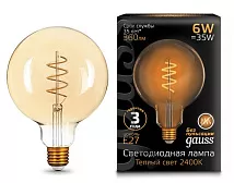 Лампа GAUSS LED Filament G120 Flexible E27 6W Golden 2400К 360Lm