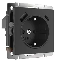 Розетка 1-я с/з с USB (тип А+С, 3А; 5-12В) Черный матовый WERKEL